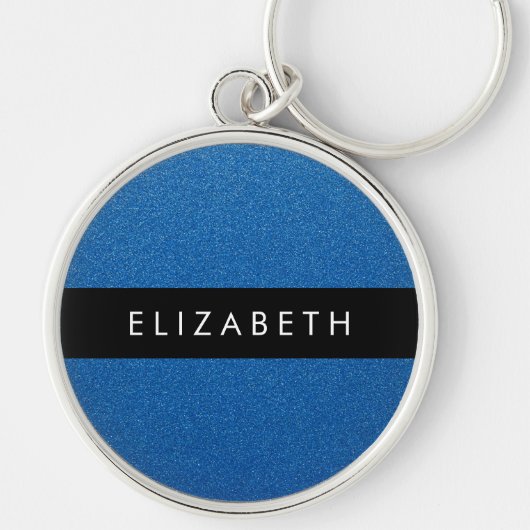 Blauw Glitter, Glitter Achtergrond, Jouw naam Sleutelhanger (Voorkant)