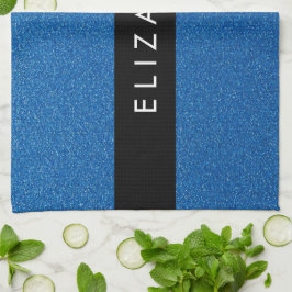 Blauw Glitter, Glitter Achtergrond, Jouw naam Theedoek