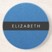 Blauw Glitter, Glitter Achtergrond, Jouw naam Zandsteen Onderzetter (Voorkant)