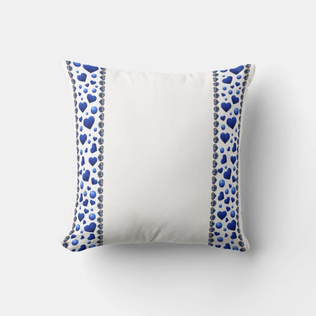 Blauw glitter hart  kussen (Voorkant)