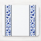 Blauw glitter hart op wit muismat (Voorkant)