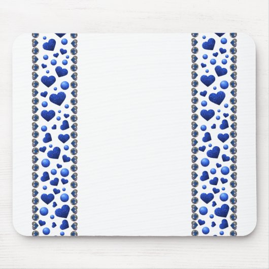 Blauw glitter hart op wit muismat (Voorkant)