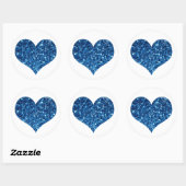 Blauw Glitter Hart Ronde Sticker (Vel)
