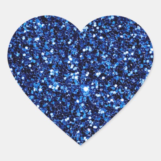Blauw glitter hart sticker (Voorkant)
