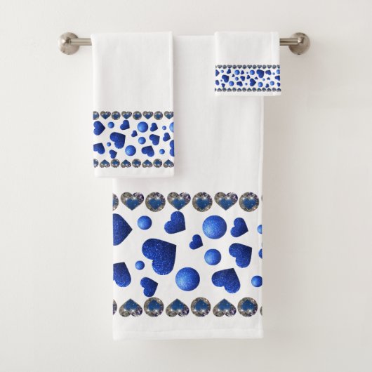 Blauw glitter-hartreddehanddoekje bad handdoek (Insitu)
