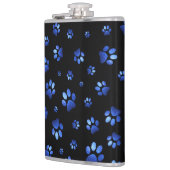 Blauw glitter hondenpoot patroon heupfles (Links)