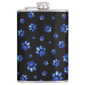 Blauw glitter hondenpoot patroon heupfles (Voorkant)