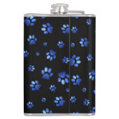 Blauw glitter hondenpoot patroon heupfles (Achterkant)