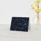 Blauw glitter hondenpoot patroon Monogram Kaart (Gele Bloem)
