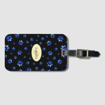 Blauw glitter hondpawpatroon, Monogram