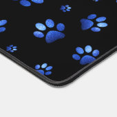 Blauw glitter hondpawpatroon, Monogram Bureaumat (Hoek)