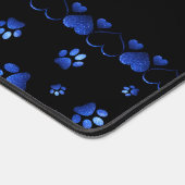 Blauw glitter hondpawpatroon, Monogram Bureaumat (Hoek)