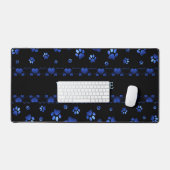 Blauw glitter hondpawpatroon, Monogram Bureaumat (Keyboard & Muis)