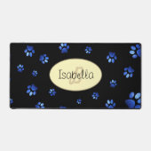 Blauw glitter hondpawpatroon, Monogram Bureaumat (Voorkant)