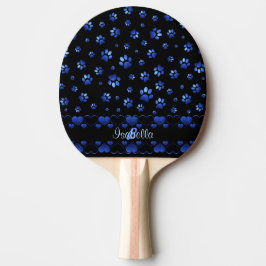 Blauw glitter hondpawpatroon, Monogram Tafeltennisbatje