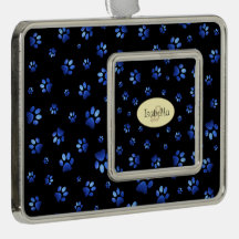 Blauw glitter hondpawpatroon, Monogram