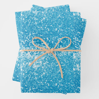 Blauw glitter inpakpapier vel