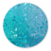 Blauw glitter keramische knop (Voorkant)