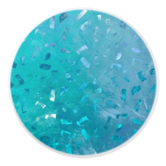 Blauw glitter keramische knop (Voorkant)