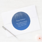 Blauw & Glitter Kerst Adreslabels Ronde Sticker (Envelop)