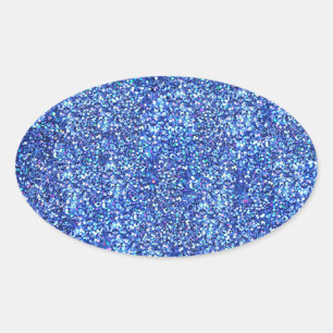 Blauw Glitter Kijk Blank Glamoureuze Moderne Sjabl Ovale Sticker