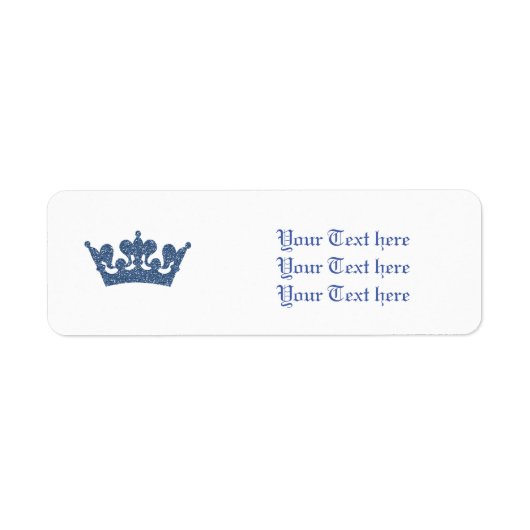Blauw Glitter Koninklijke Kroon Prins Adreslabels Etiket (Voorkant)
