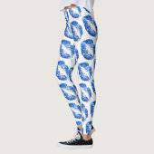 Blauw glitter Lips Modern White Leggings (Links)