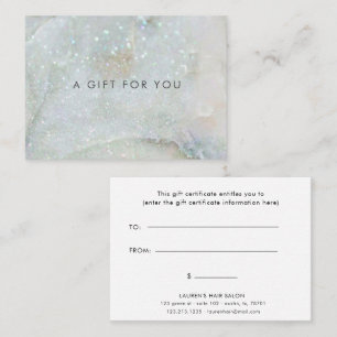 Blauw Glitter Marmer Elegant Cadeaubon Visitekaartje