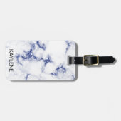 Blauw Glitter Marmer Gepersonaliseerd Bagage Label (Voorkant horizontaal)