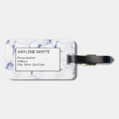 Blauw Glitter Marmer Gepersonaliseerd Bagage Label (Achterkant horizontaal)
