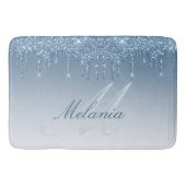 blauw glitter monogram badmat (Voorkant)
