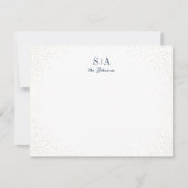 Blauw & Glitter monogram gepersonaliseerd briefpap Notitiekaartje (Voorkant)