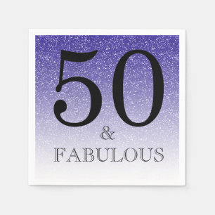 Blauw Glitter Ombre 50 en Fabulous 50e Verjaardag Servet