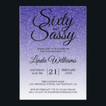 Blauw Glitter Ombre 60 en Sassy 60e Verjaardag Kaart<br><div class="desc">Vier je 60e verjaardag in stijl met dit moderne ontwerp voor je 60ste verjaardag, op een koningsblauwe glitter ombre-achtergrond. Een chic 60ste verjaardagsuitnodiging die je eenvoudig kunt personaliseren en versturen voor je zestigste verjaardagsfeest. De woorden zestig en sassy zijn geschreven in een modern script. Als je hulp nodig hebt of...</div>