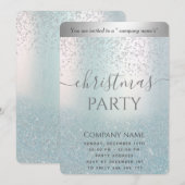 Blauw glitter ombre corporate kerstfeest kaart (Voorkant / Achterkant)