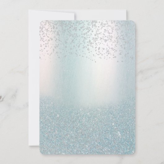 Blauw glitter ombre corporate kerstfeest kaart (Achterkant)