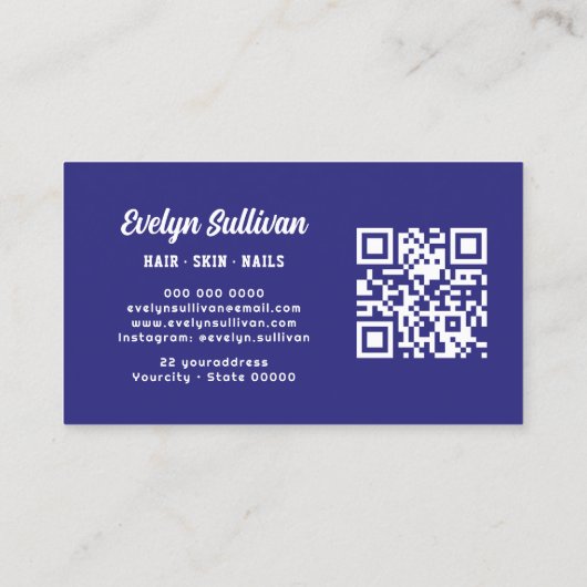 Blauw Glitter Opal Visitekaartje (Achterkant)