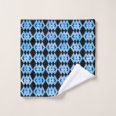 Blauw Glitter Overlappend Diamantpatroon Bad Handdoek (Wasdoekje)