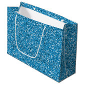 Blauw glitter Pattern-achtig Large Cadeautasje (Voorkant Gekanteld)