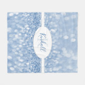 Blauw glitter personaliseert bruin fleece deken (Voorkant (Horizontaal))