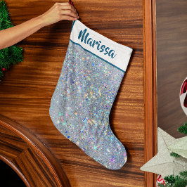 Blauw Glitter Persoonlijke Naam Kerststok Grote Kerstsok