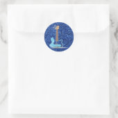 Blauw glitter ronde sticker (Tas)