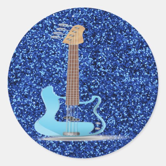 Blauw glitter ronde sticker (Voorkant)