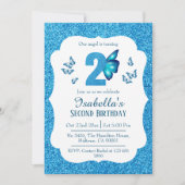 Blauw glitter schattig levendig sprankelend 2e ver kaart (Voorkant)