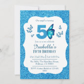 Blauw glitter schattig levendig sprankelend 5e ver kaart (Voorkant)