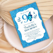 Blauw glitter schattig levendig sprankelend 9e ver kaart