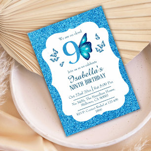 Blauw glitter schattig levendig sprankelend 9e ver kaart