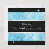 Blauw Glitter Silver Lights Black 30th Birthday Kaart (Voorkant)