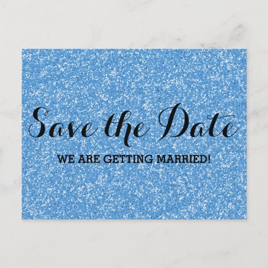 Blauw Glitter sparen het Briefkaart van de Datum (Voorkant)