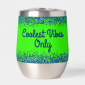 Blauw Glitter & Tekst op Groen- alleen Coolste Vib (Voorkant)